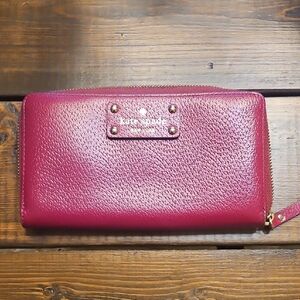 Kate Spade Fuchsia Leather Zip Wallet